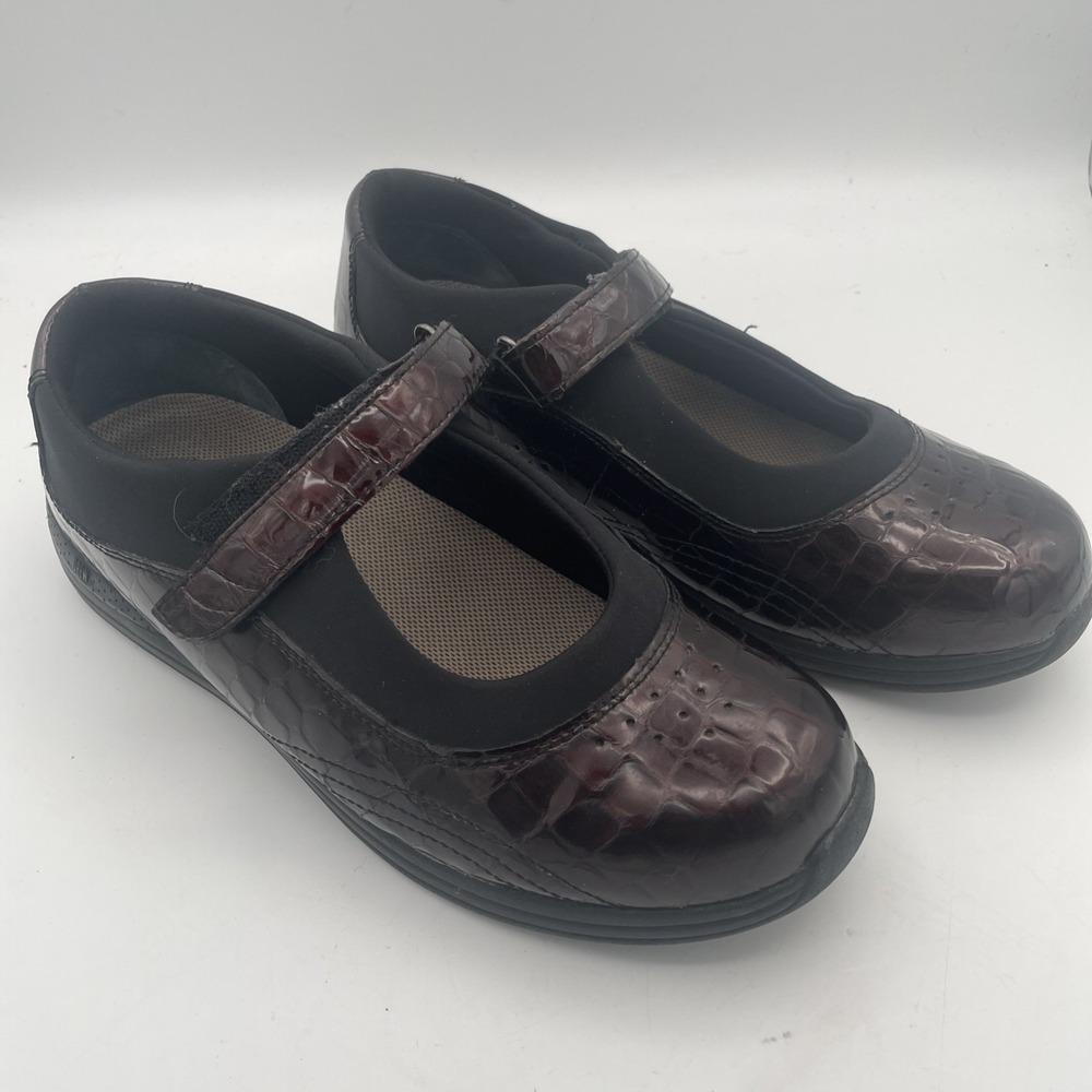 Drew Tulip Croc Patent Leather‎ Comfort Shoes Womens Size 10 W Orthotic Dark Red